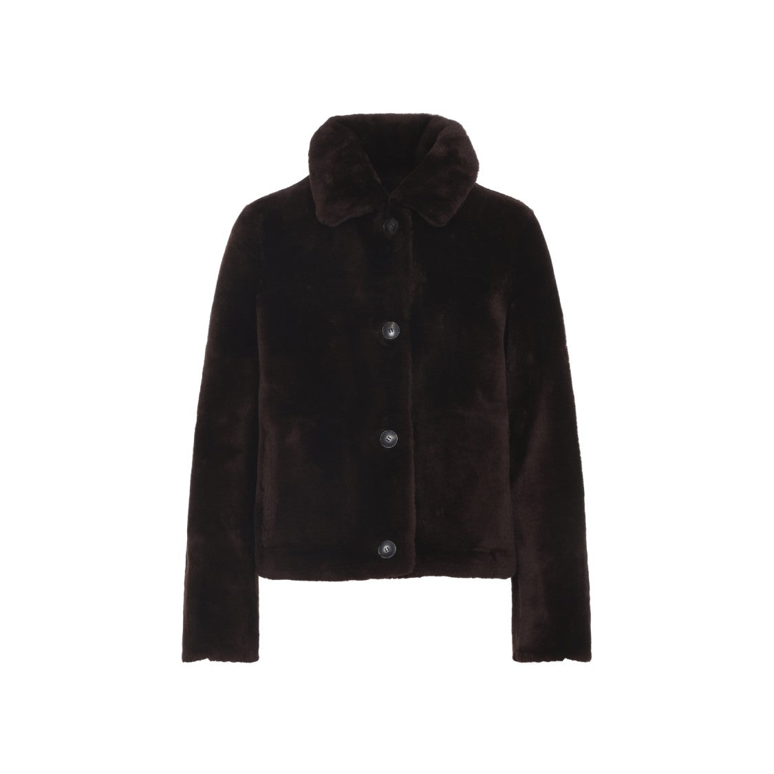 Yves Salomon Deep Grenat Lamb Shearling Jacket With Pointed Collar