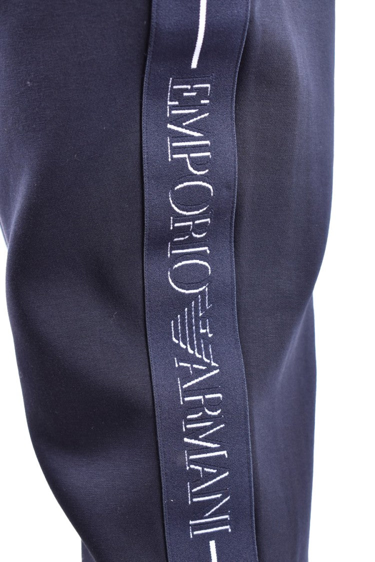 Emporio Armani Slim Fit Trousers With Vertical Logo Stripe
