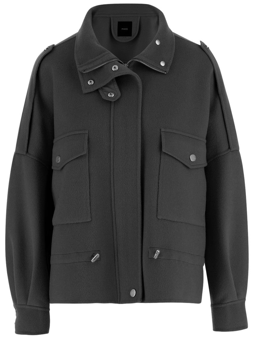 Pinko Boxy Cropped Coat With High Collar