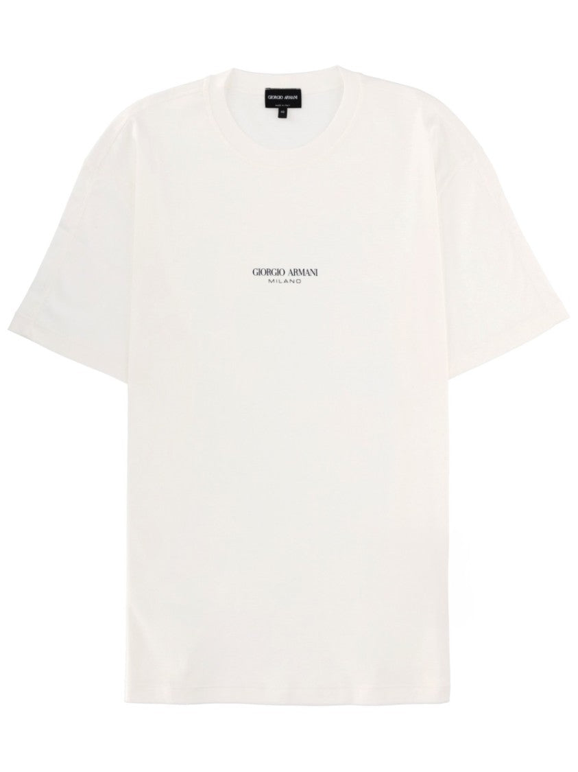 Giorgio Armani White Cotton Relaxed Logo T-Shirt