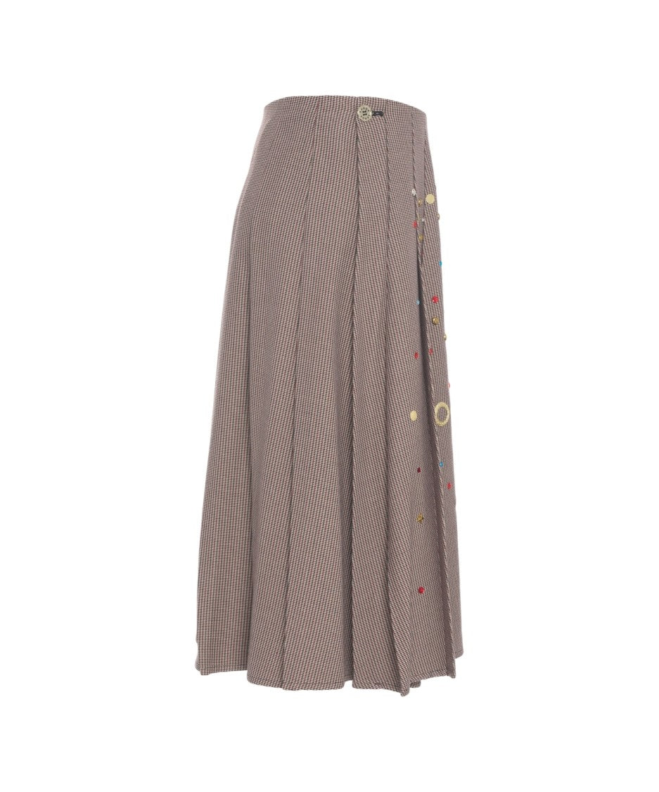 5 Progress Midi Pleated Skirt With Decorative Elements