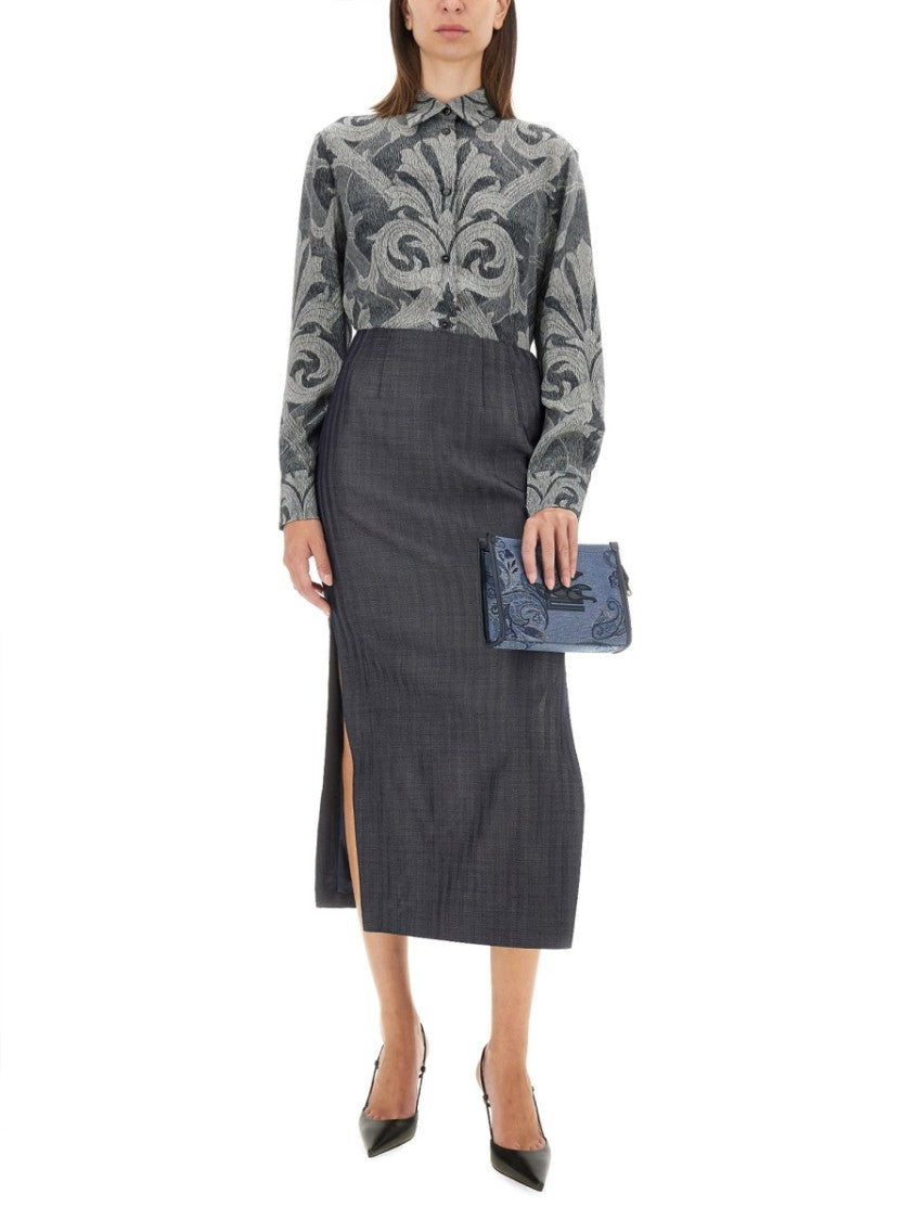 Etro Silk Printed Shirt With Classic Collar