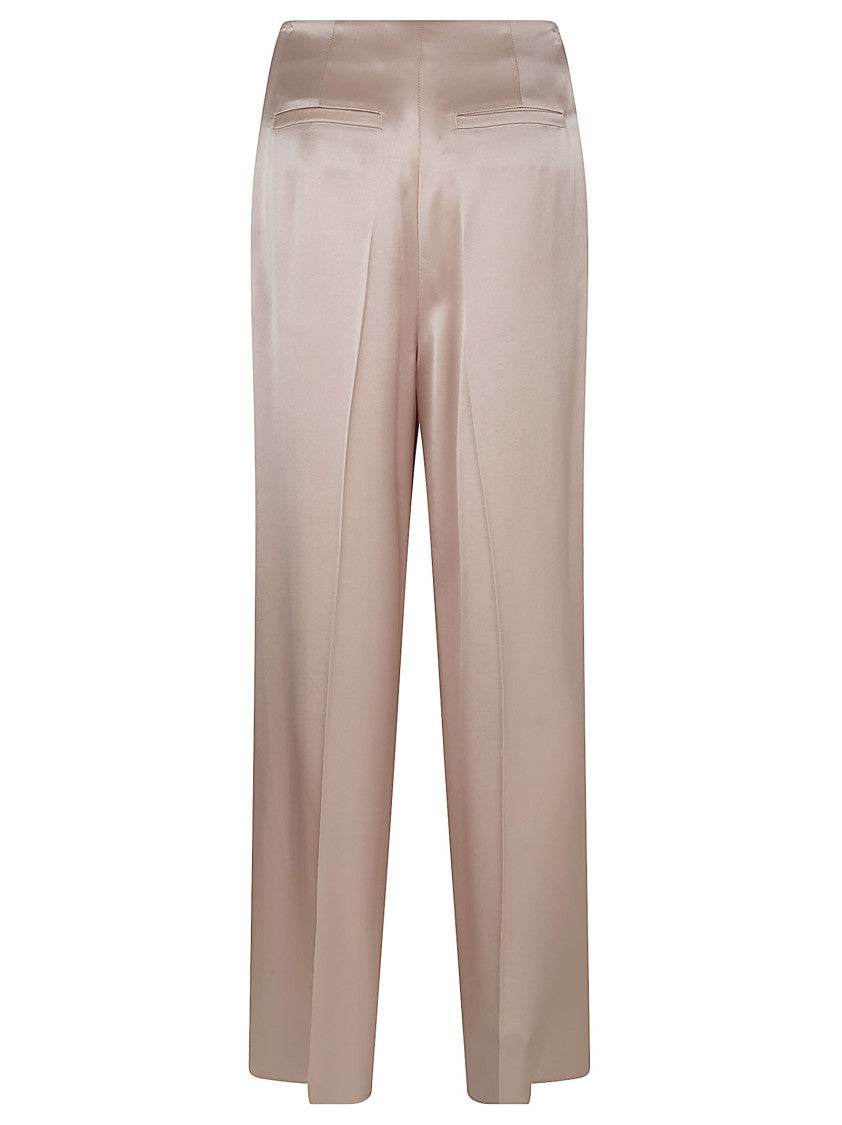 Pinko Lustrous Satin Trousers With Concealed Closure And Pressed Crease