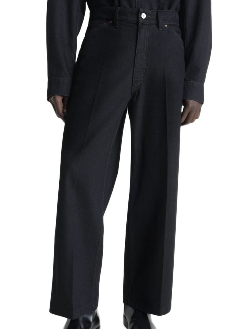 Lemaire Relaxed Fit Black Wide Pants