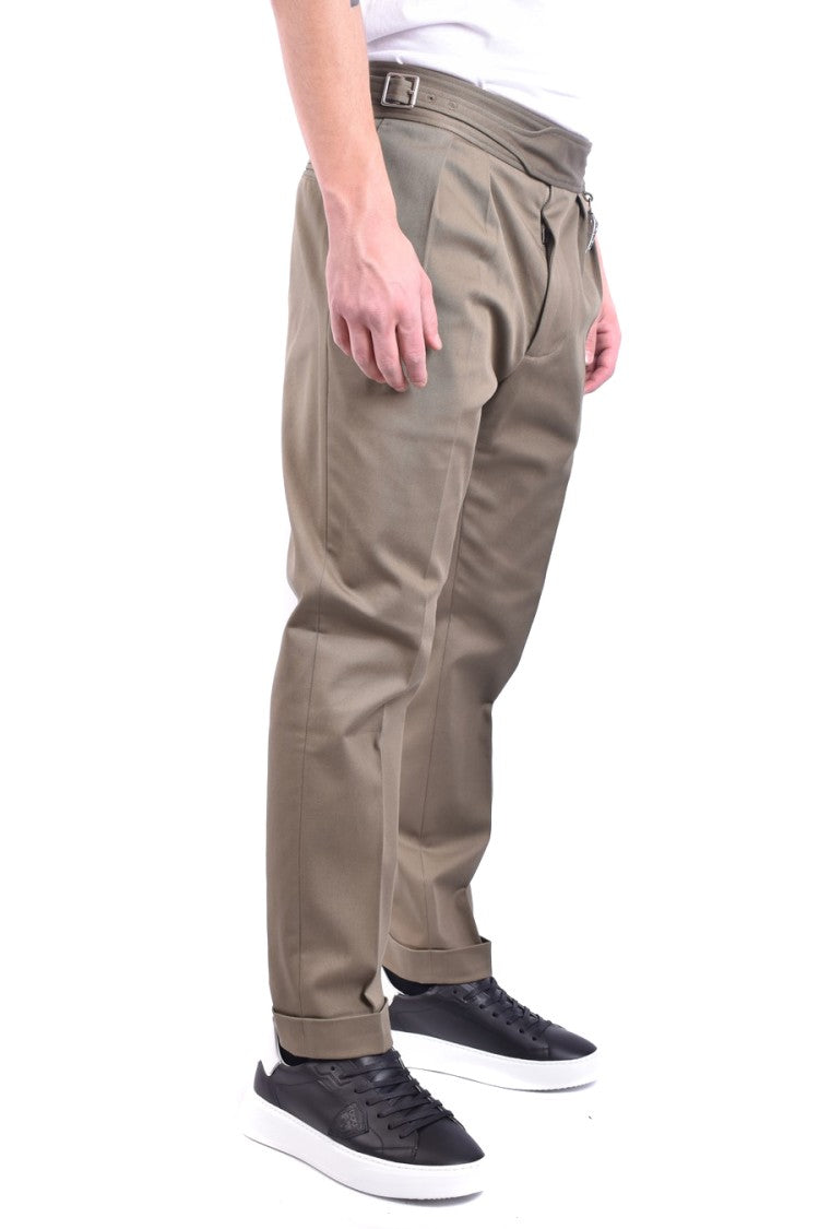 Roberto Cavalli Slim Fit Khaki Trousers With Pleating