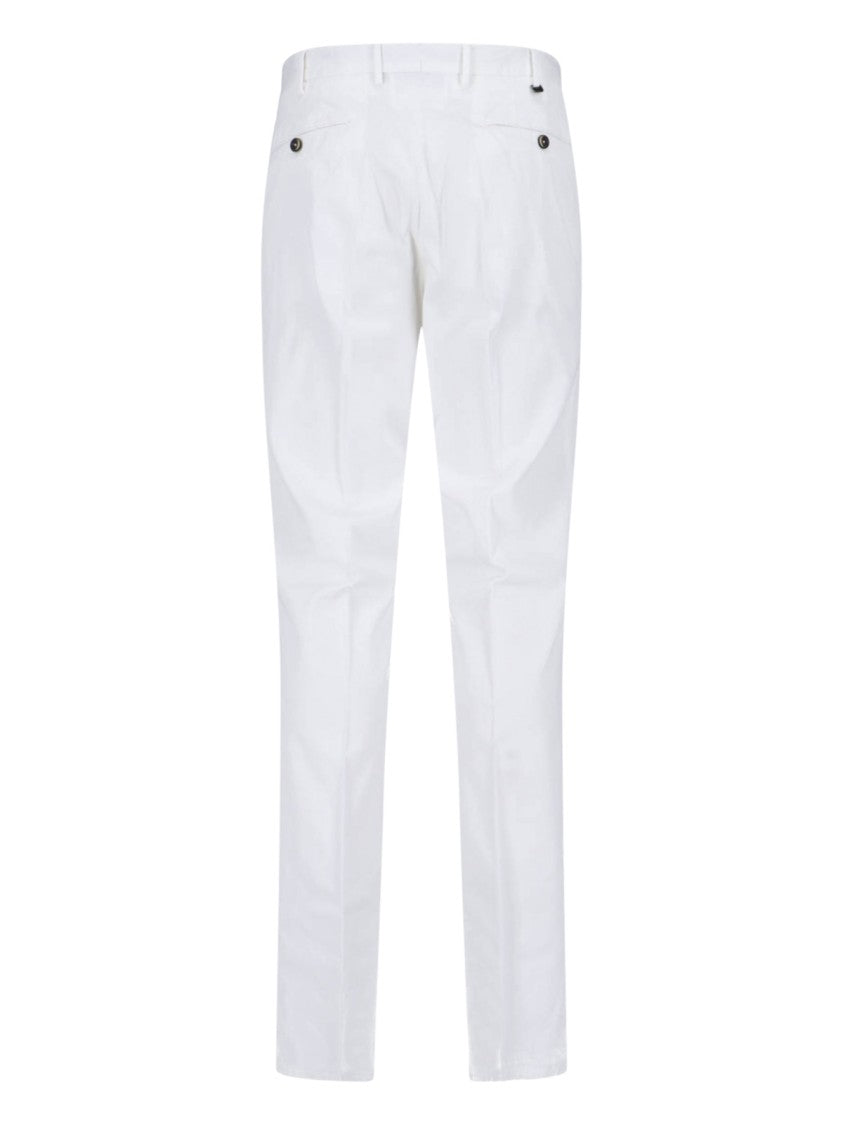 Pt Torino Lyocell/Cotton Straight Trousers – White