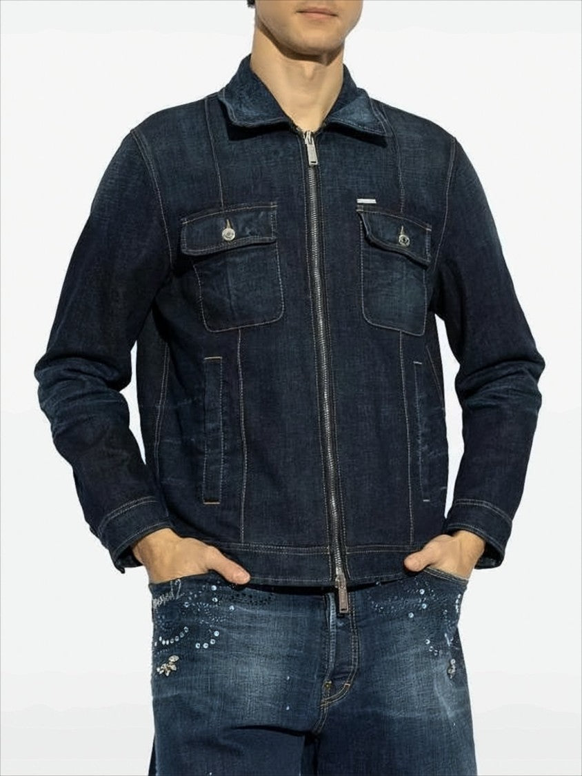 Dsquared2 Classic Denim Jacket With Front Zip