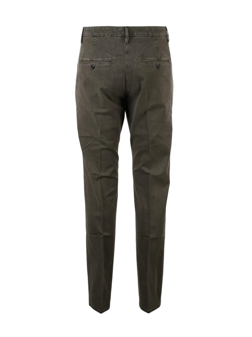 Dondup Military Green Spiritissimo Slim-Fit Cotton-Linen Blend Trousers