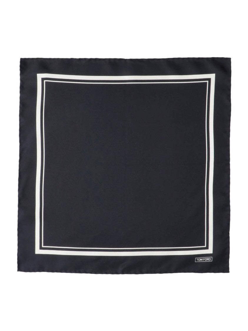 Tom Ford Rectangular Black Scarf With Contrasting Double-Lined Border