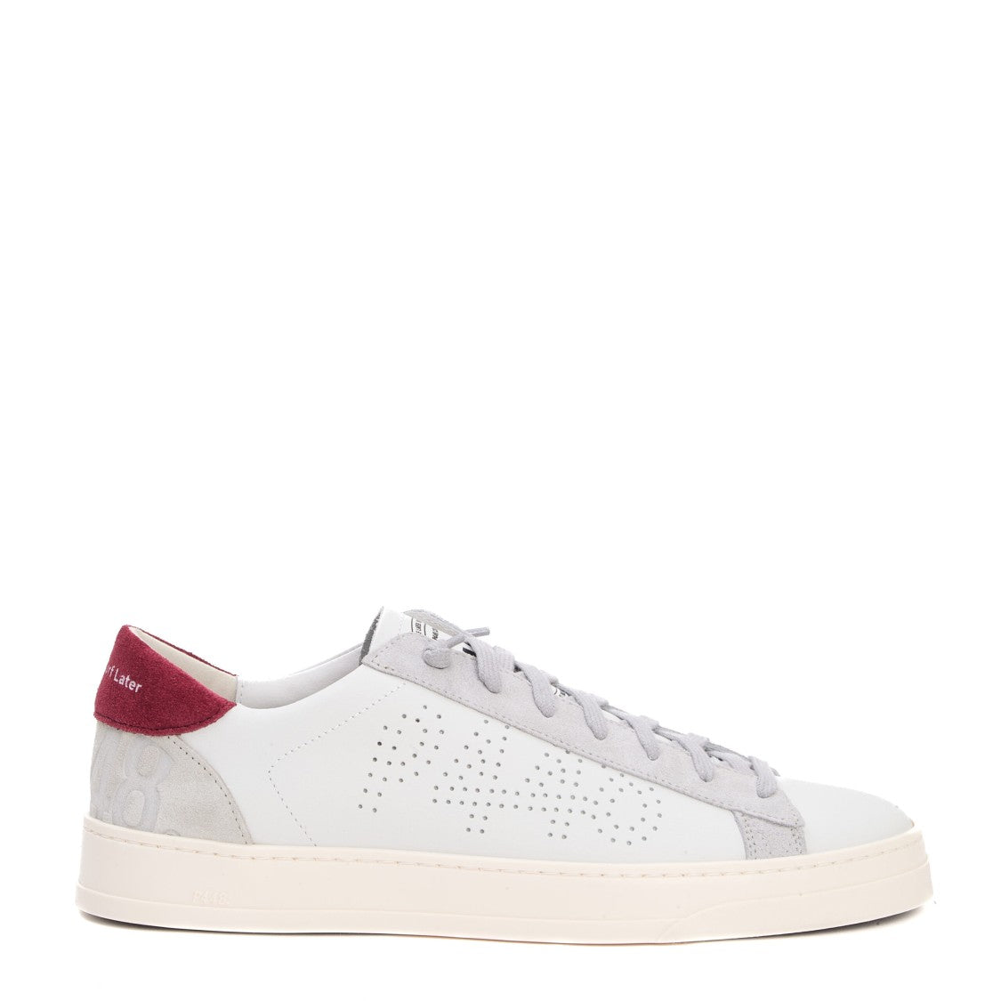 P448 White Leather And Bordeaux Suede Sneakers