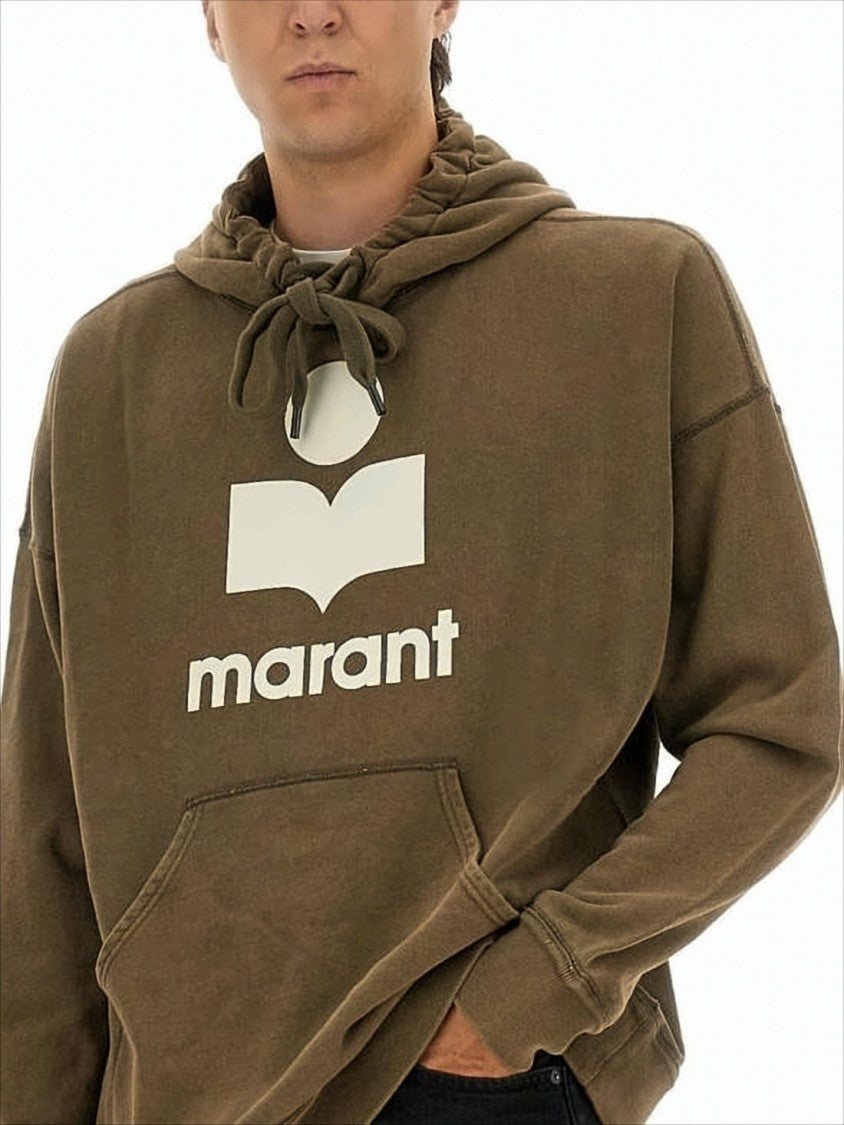 Isabel Marant Relaxed-Fit Brown Hoodie With Bold Graphic Print
