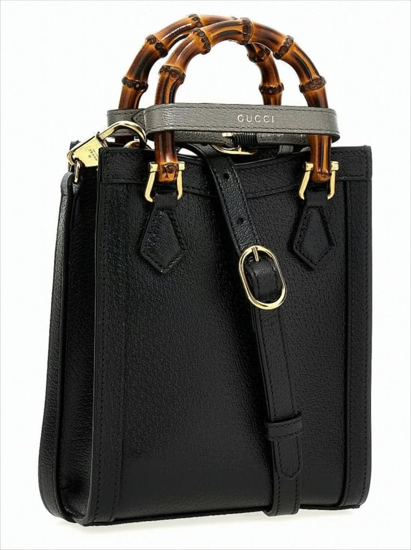 Gucci Textured Black Leather Tote Bag