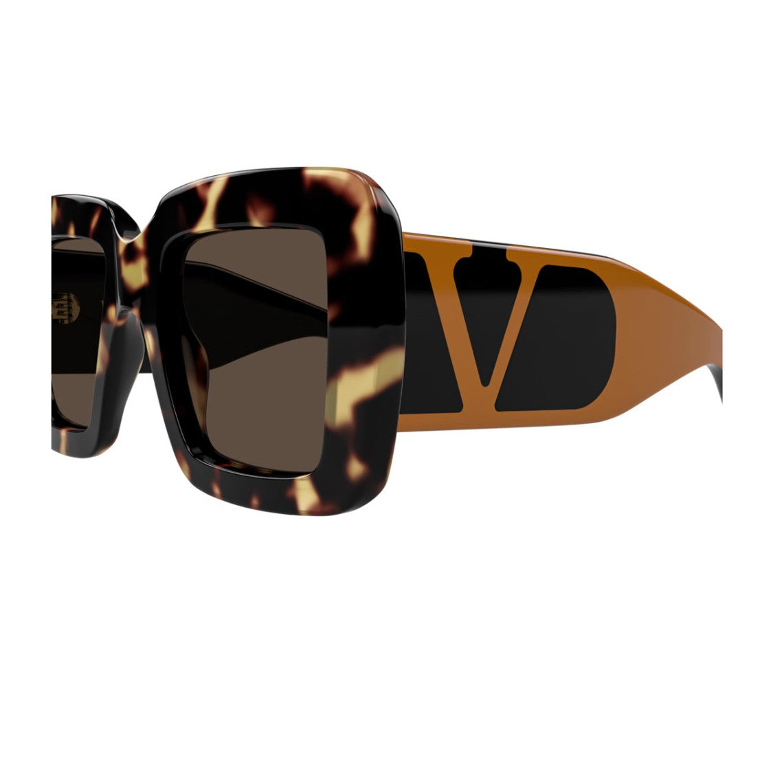 Valentino Havana Brown Linea V Logo Vg0056s Square Sunglasses