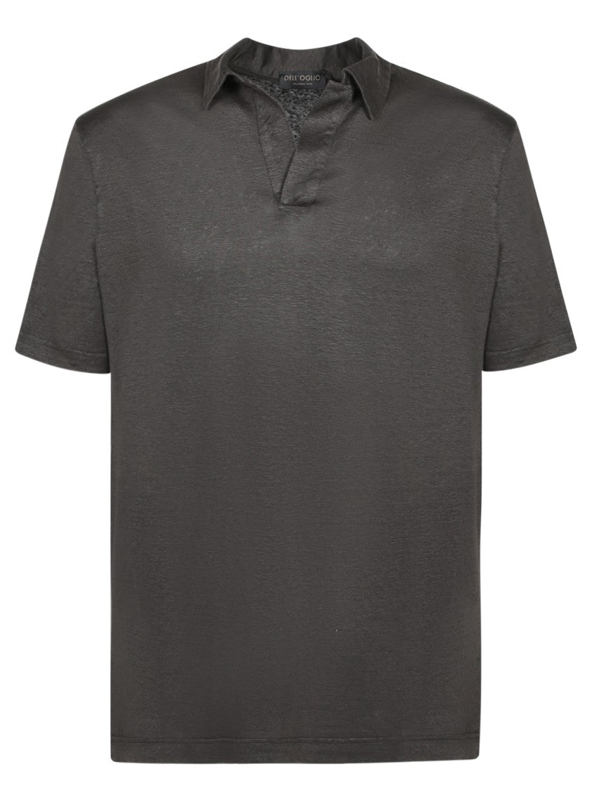 Dell'oglio Linen Polo Shirt With Three-Button Collar