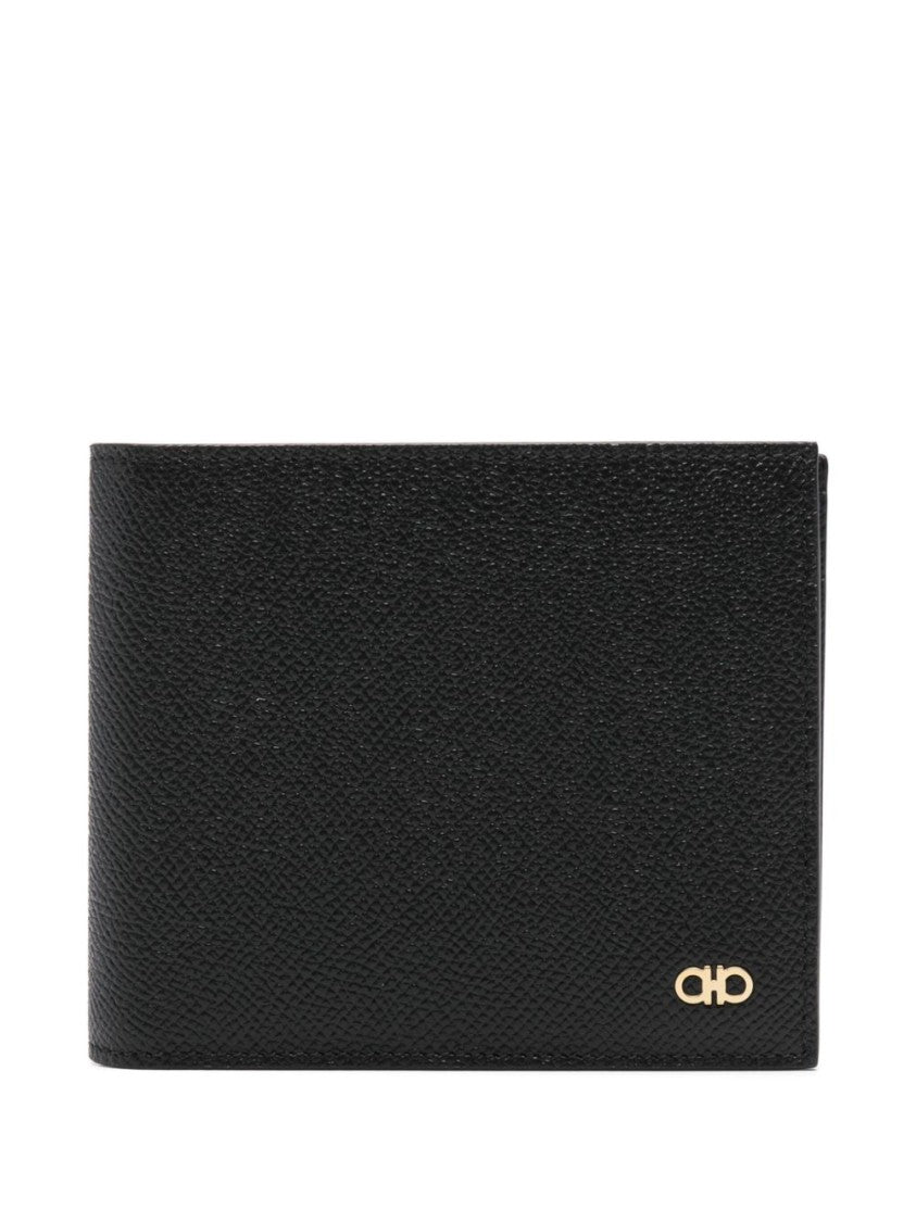 Ferragamo Bifold Micro Gancio Wallet Crafted From Textured Leather