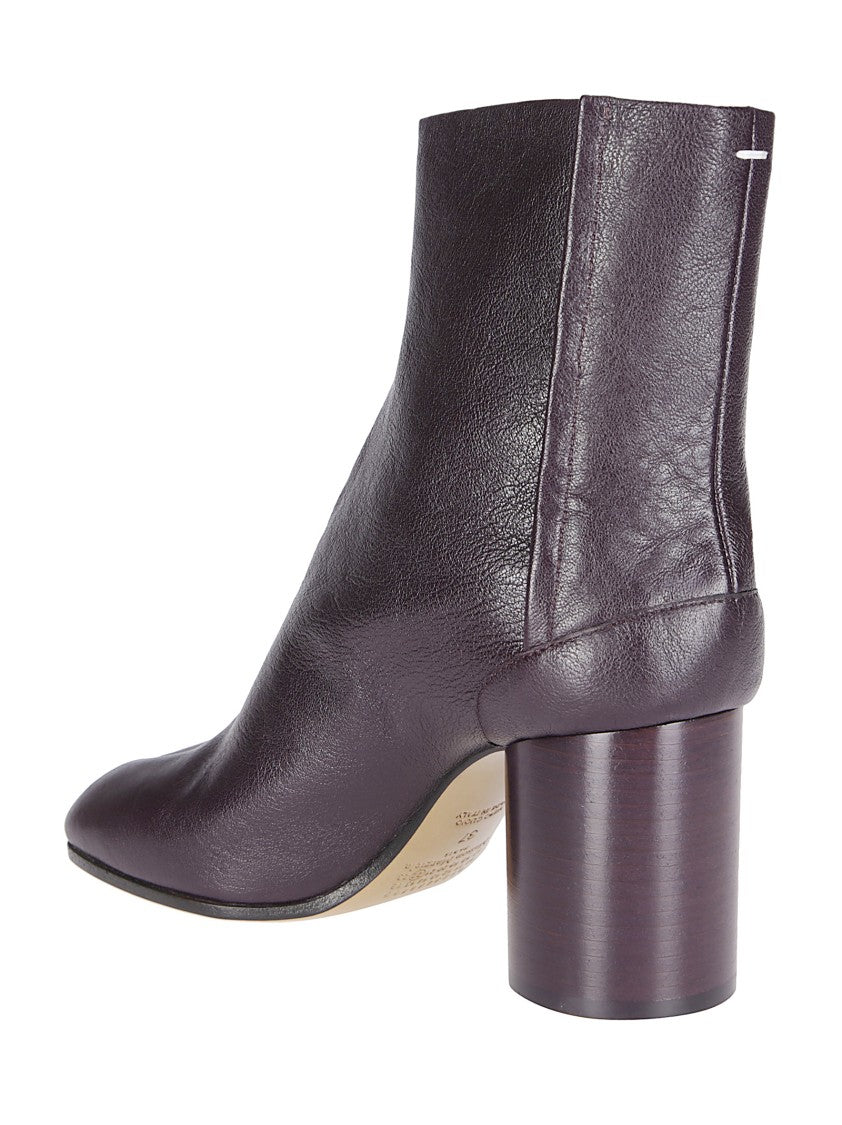 Maison Margiela Dark Burgundy Leather Tabi Ankle Boots
