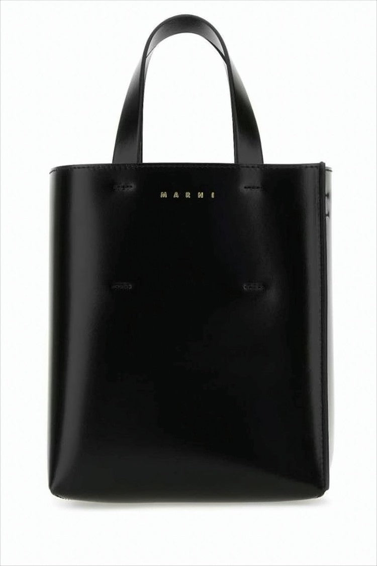 Marni Structured Black Leather Tote Bag