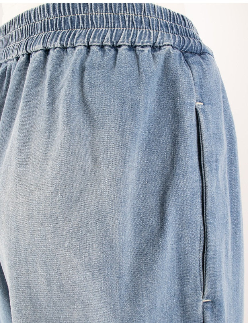 Fabiana Filippi Light Blue Wide-Fit Jogger Trousers