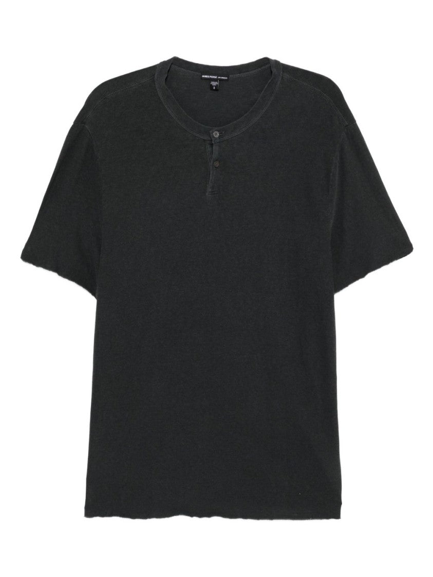 James Perse Relaxed-Fit Short-Sleeve T-Shirt With Two-Button Placket