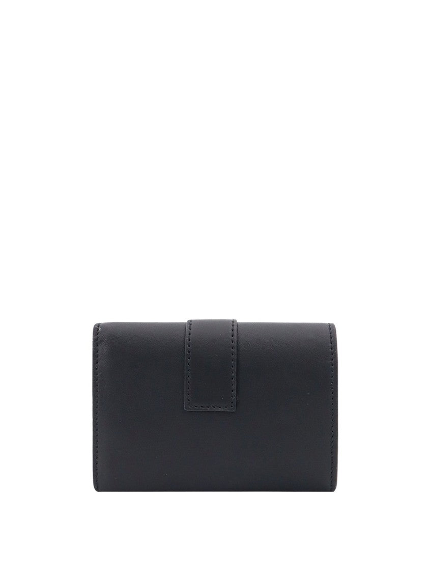 Ferragamo Sleek Calfskin Wallet With Gold-Tone Clasp