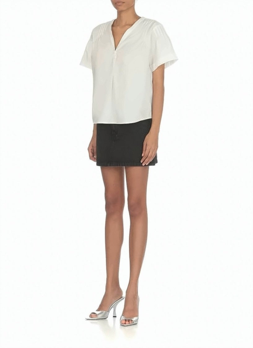 A.P.C. Short-Sleeved Blouse With V-Neckline And Subtle Puff Sleeve