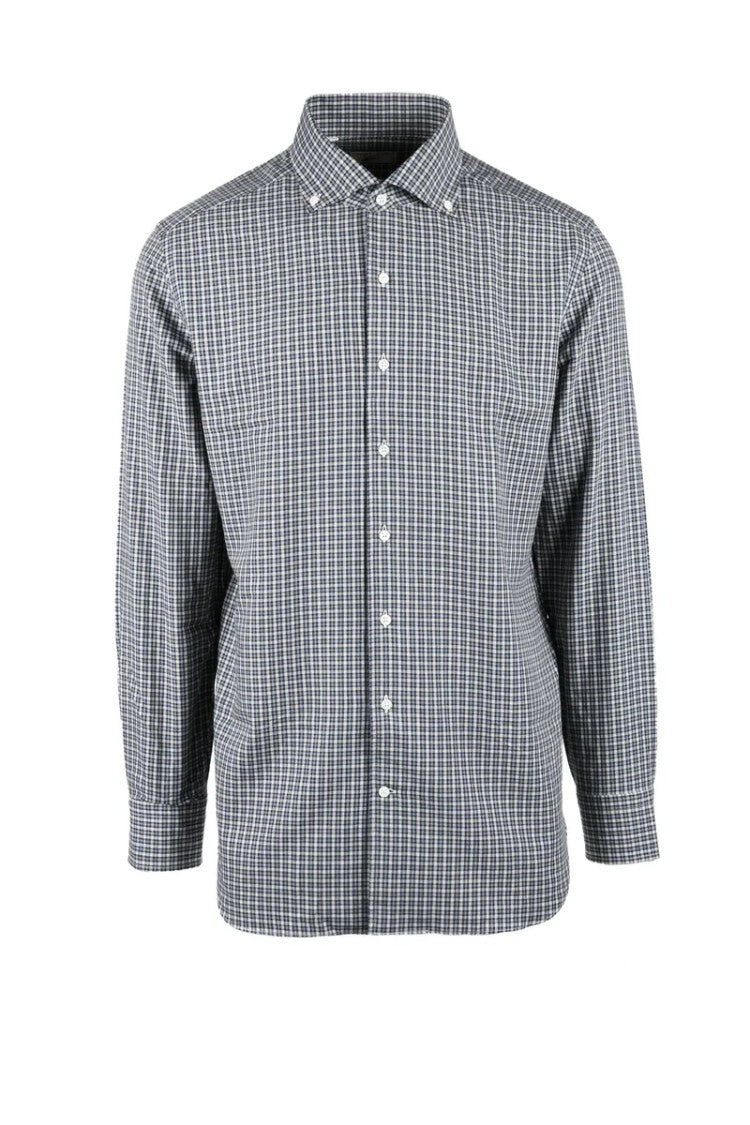 Emanuele Maffeis White/Blue Striped Cotton Shirt