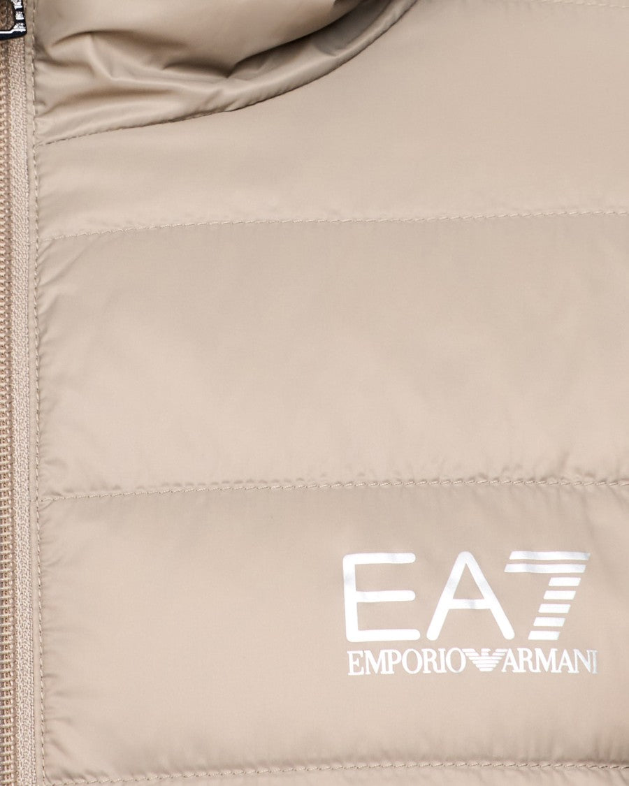 Ea7 Emporio Armani Packable Down-Filled Jacket With Horizontal Quilting And Stand-Up Collar