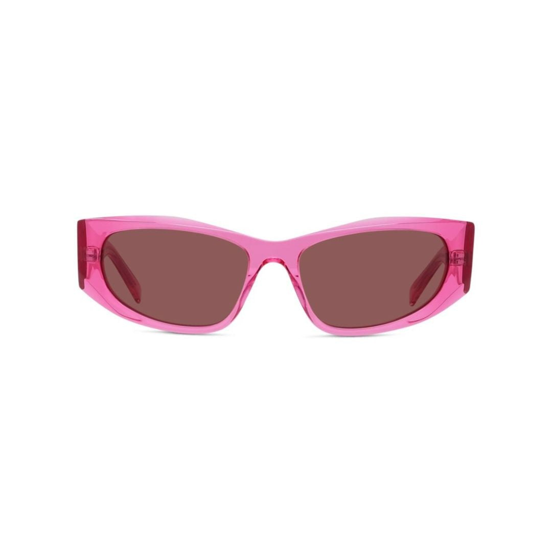 Givenchy Gv40116i Translucent Pink Narrow Rectangular Sunglasses With Muted Brown Lenses