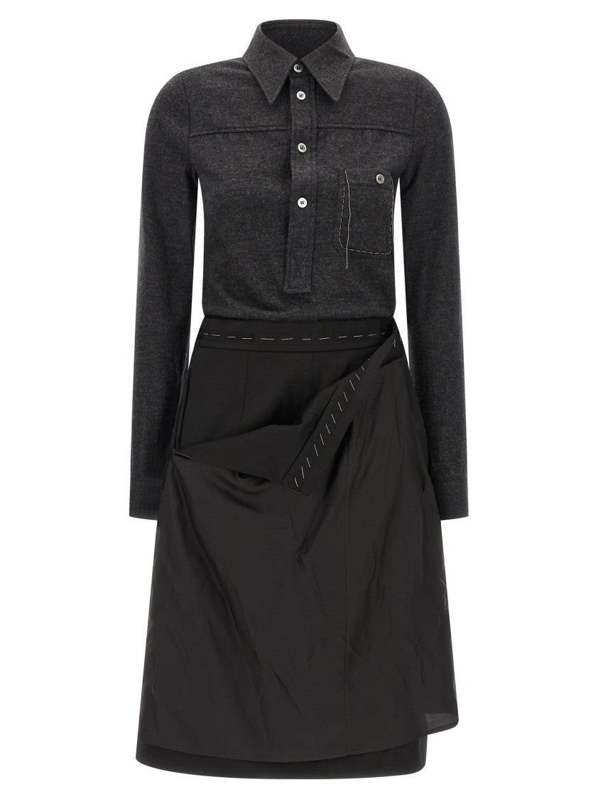 Maison Margiela Asymmetric Midi Dress With Virgin Wool Top