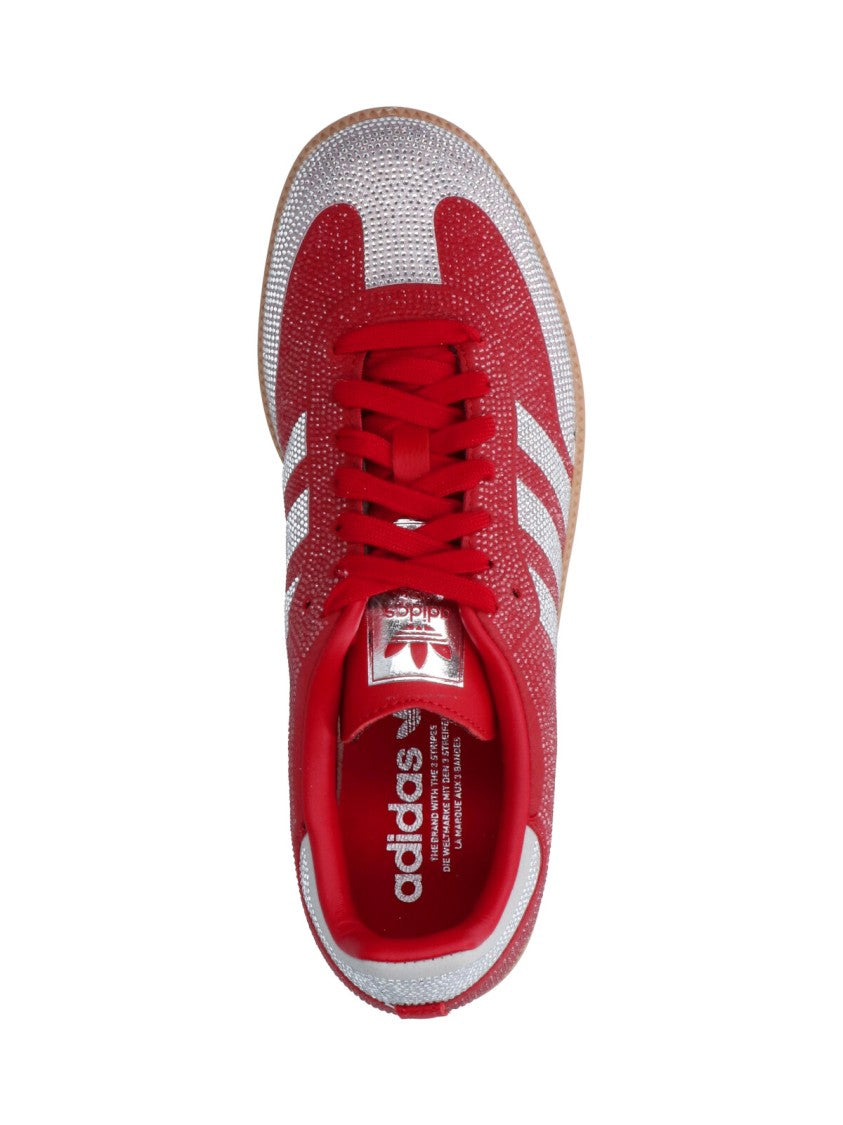 Adidas Red Rhinestone-Embellished Fabric Sneakers