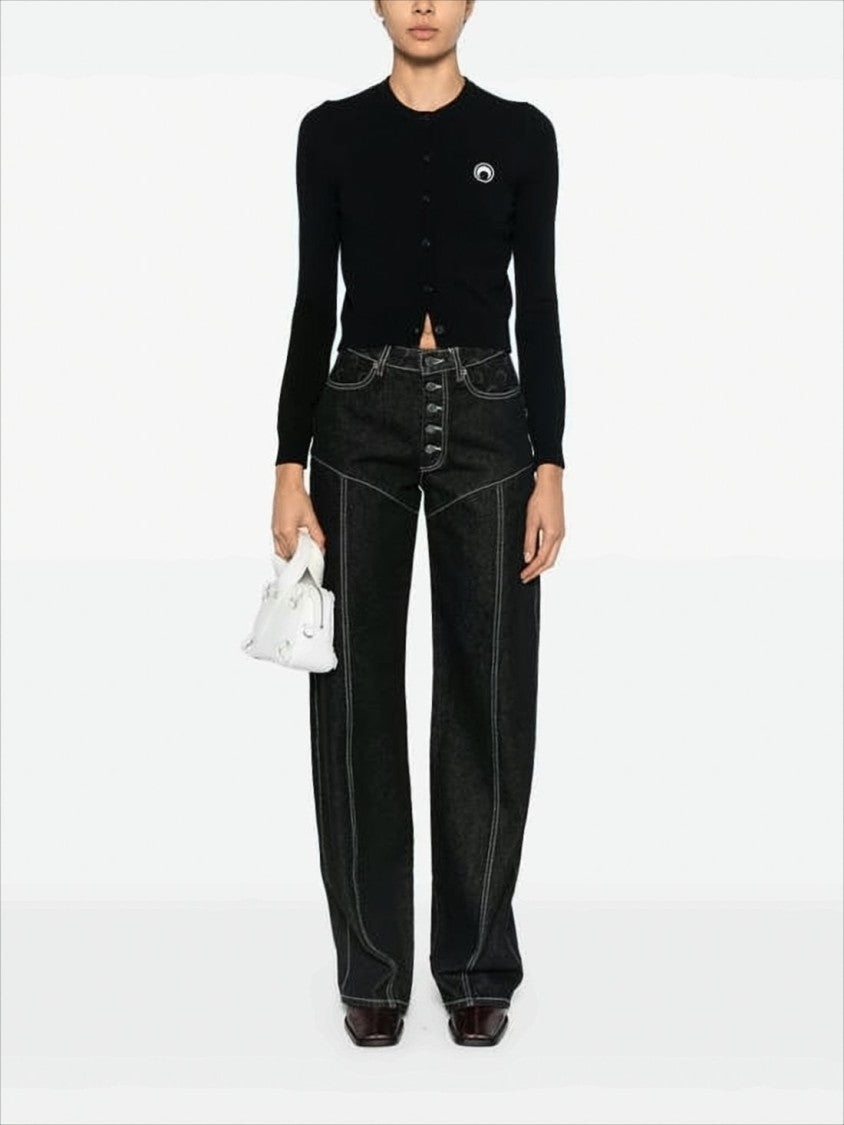 Marine Serre Fitted Cropped Cardigan With Button-Down Front