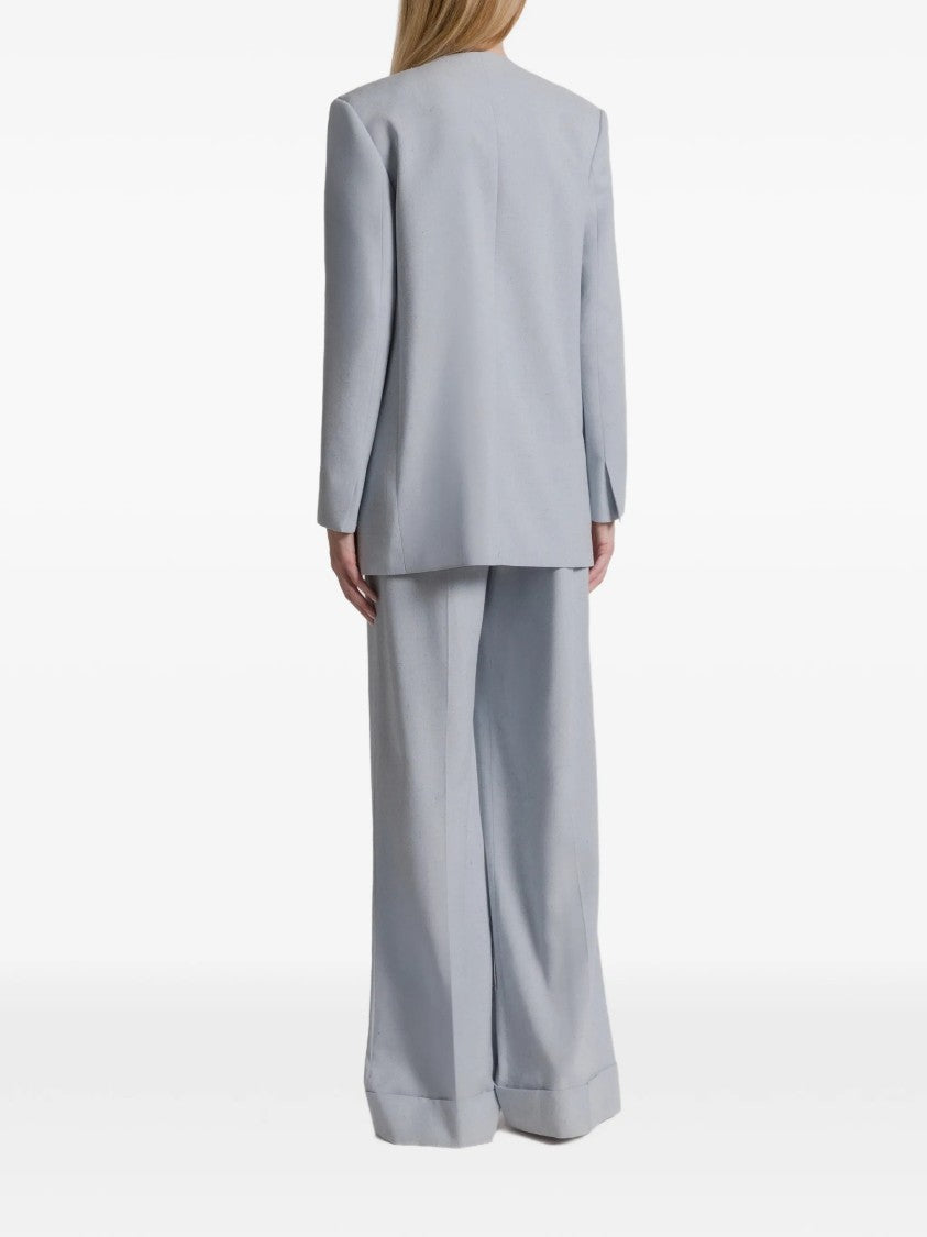 Alberta Ferretti Blue Double-Breasted Padded Viscose Blazer
