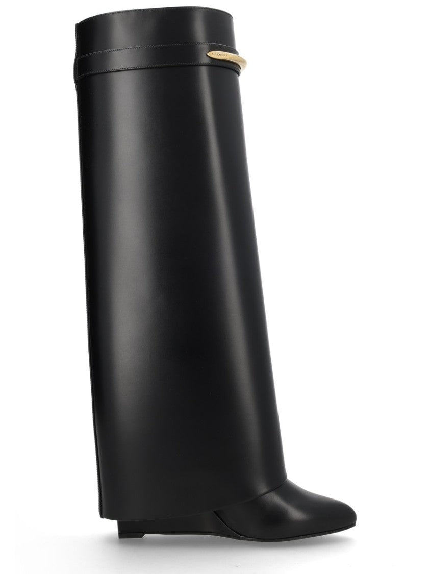 Givenchy Shark Pinch Sculptural Wedge Heel Calf Leather Boots