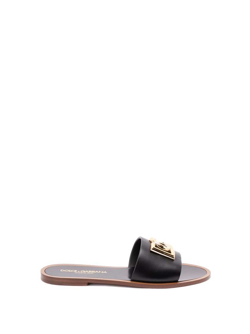 Dolce & Gabbana Calf Leather Flat Sandals