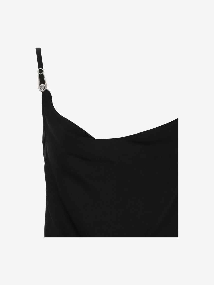 Versace Satin Dress With Medusa Pin