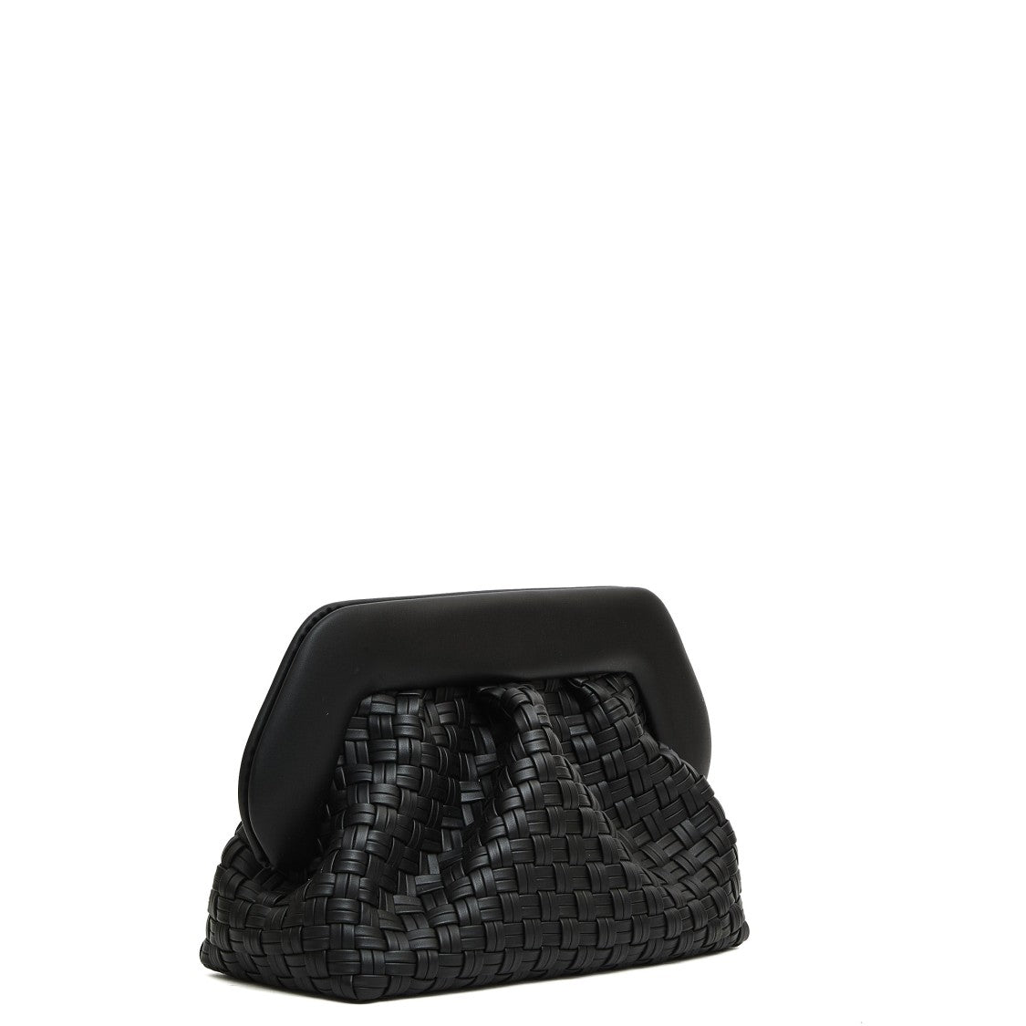 Themoirè Large Woven Vegan Leather Clutch With Shoulder Strap