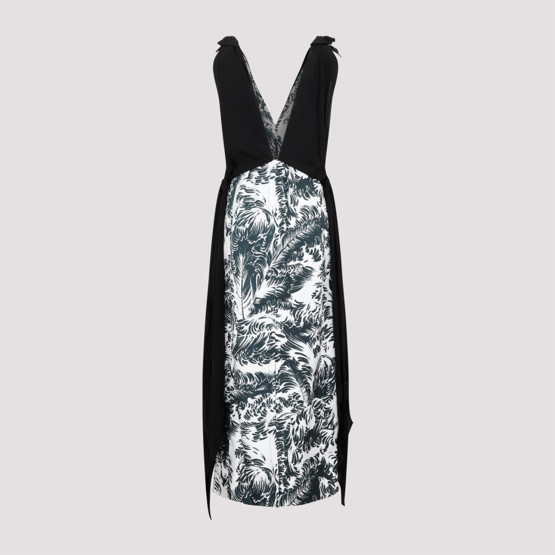 Bottega Veneta Black Silk Printed Silk Long Dress