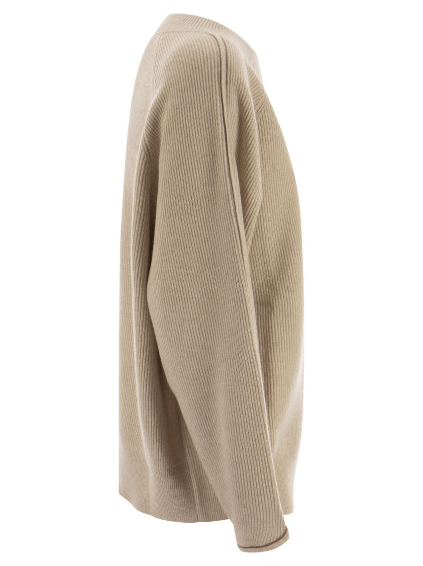 Brunello Cucinelli Cashmere Crew-Neck Sweater With Monile Accents