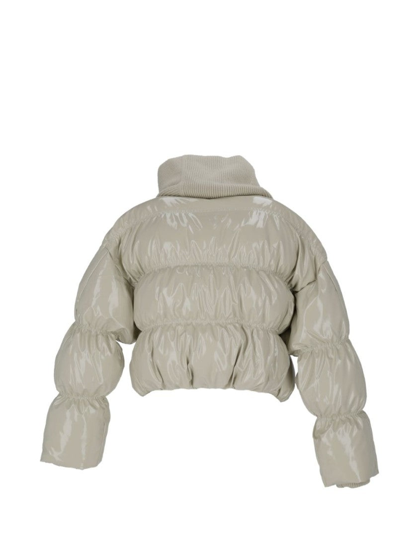 Diesel Cropped Padded Coat With Ribbed Knit Collar