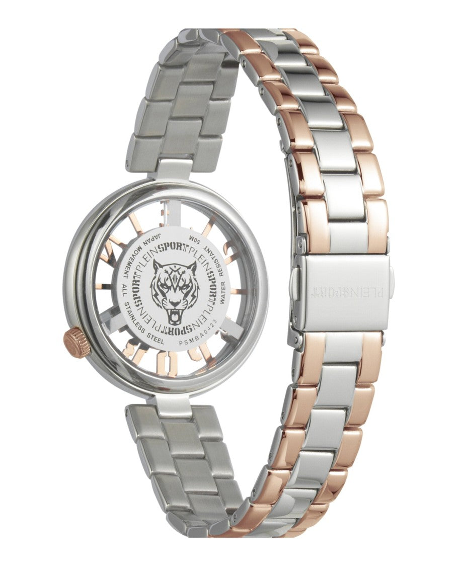 Plein Sport Tiger Motif Bracelet Watch With Two-Tone Case