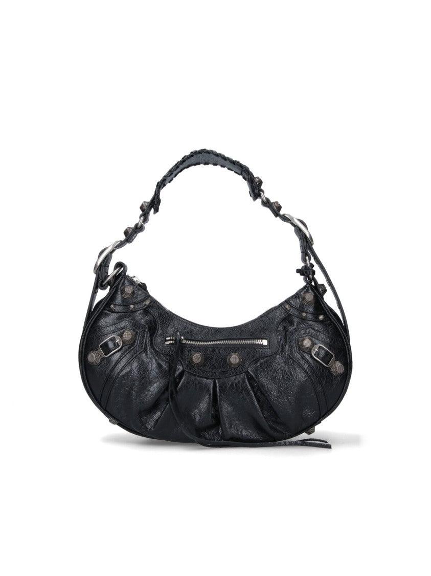 Balenciaga Crinkled Lambskin Leather Handbag With Removable Accessories