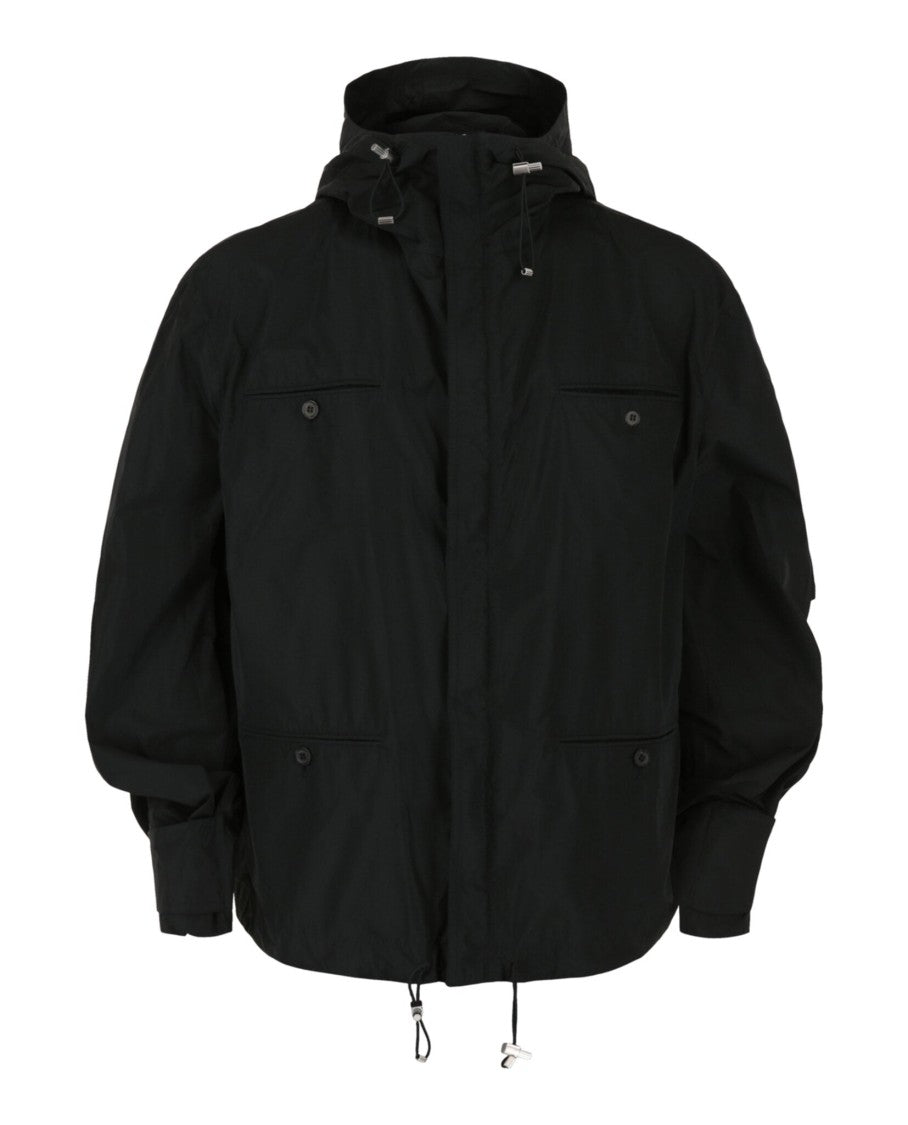 Ferragamo Hooded Windbreaker Jacket With Stand Collar