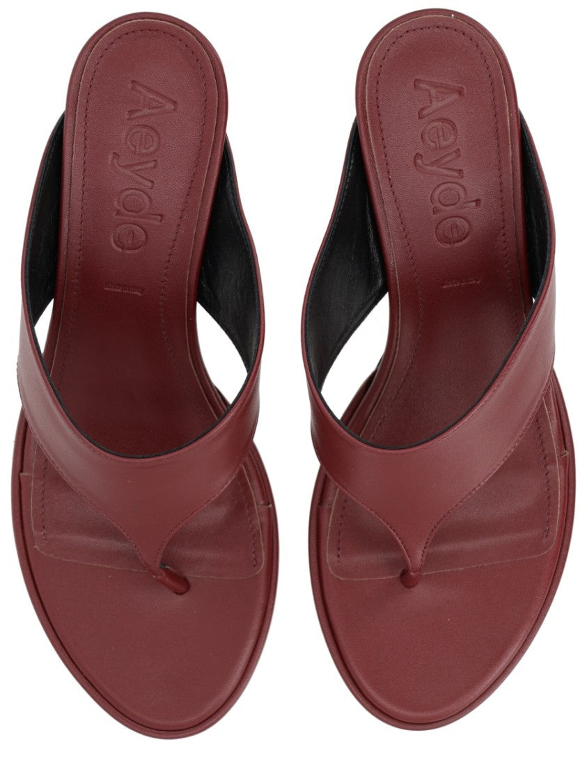 Aeydē Neutrals Refined Flared Heel Thong Sandals