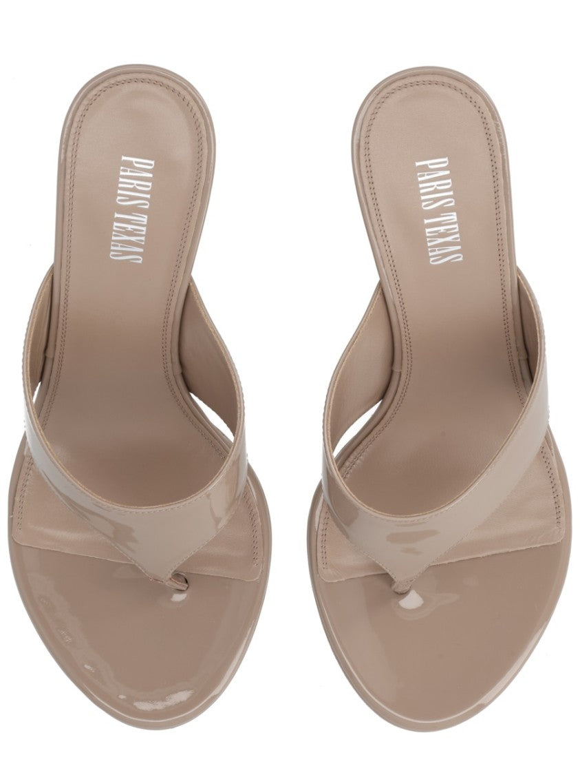 Paris Texas Lidia Glossy Calf Leather Thong Sandals