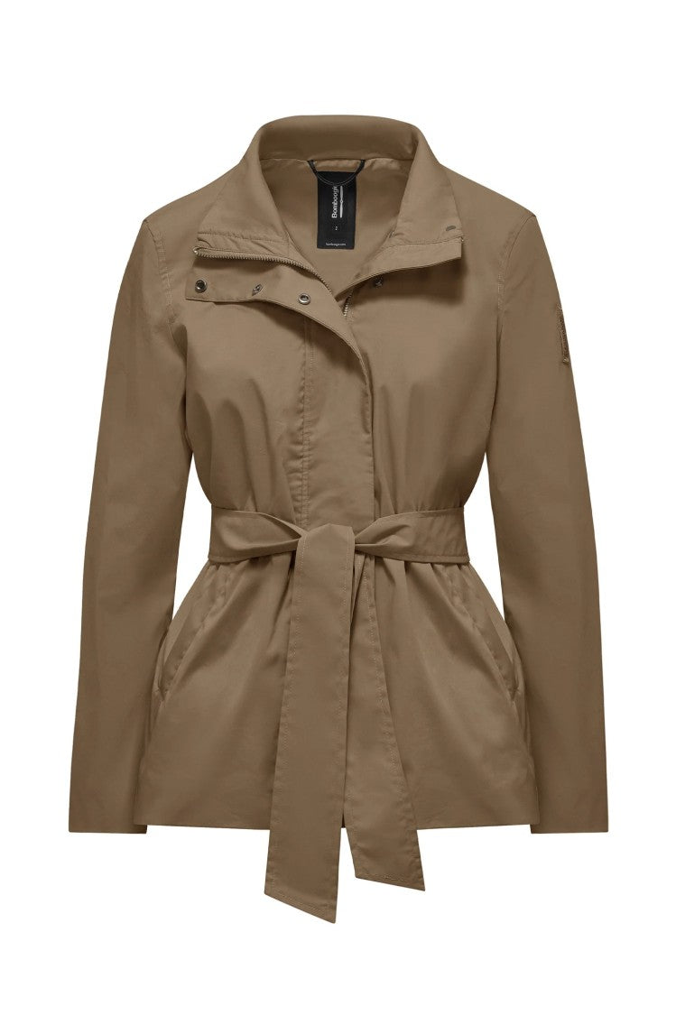 Bomboogie Short Stretch Cotton-Blend Trench Coat With Removable Belt