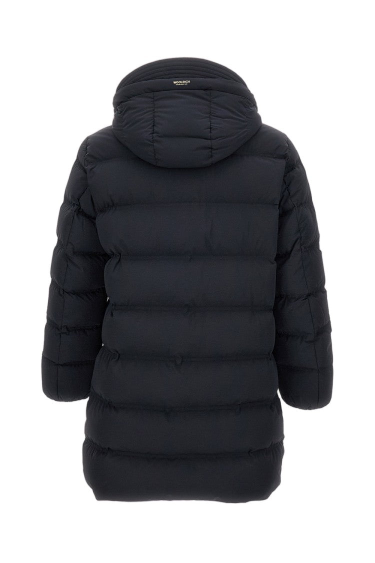 Woolrich Padded Long Coat With Hood And Multiple Pockets