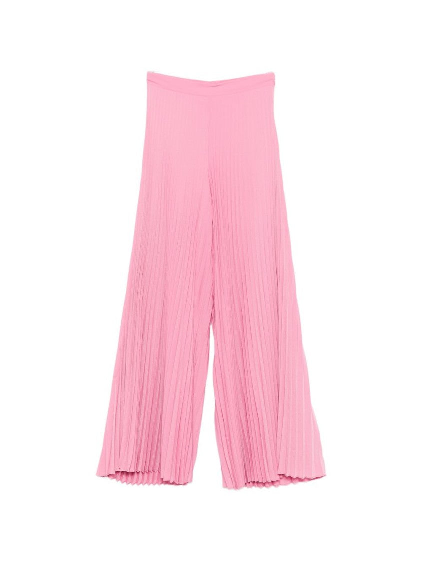 Twin-Set Pink Pleated Scalloped Wide-Leg Pants