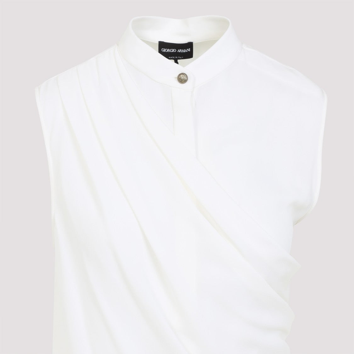 Giorgio Armani Draped Silk Shirt With High Collar
