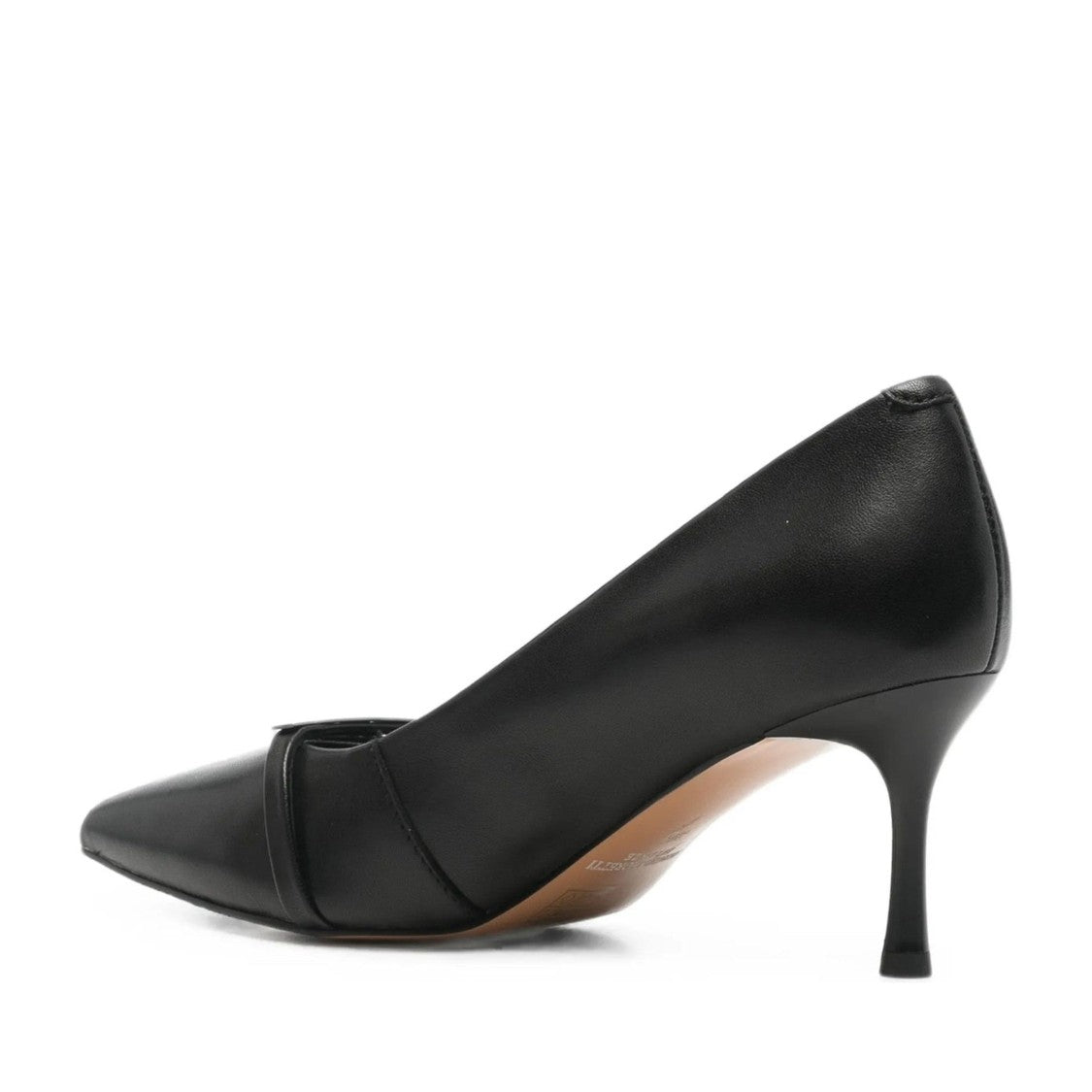Sergio Moretti Black Pointed Toe Subtle Strap Detail Mid-Height Stiletto Dress Pumps