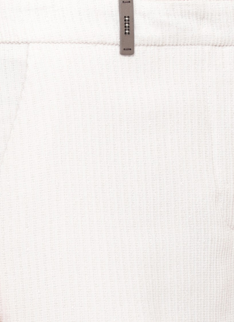 Peserico Ivory Ribbed Velvet Formal Pants